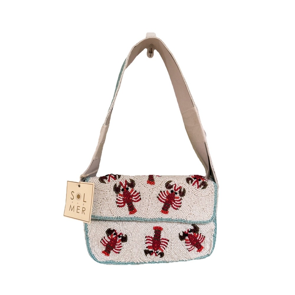 Beaded Lobster Crossbody Bag Womens CL12563 Coastal Purse Handbag. NWT‎